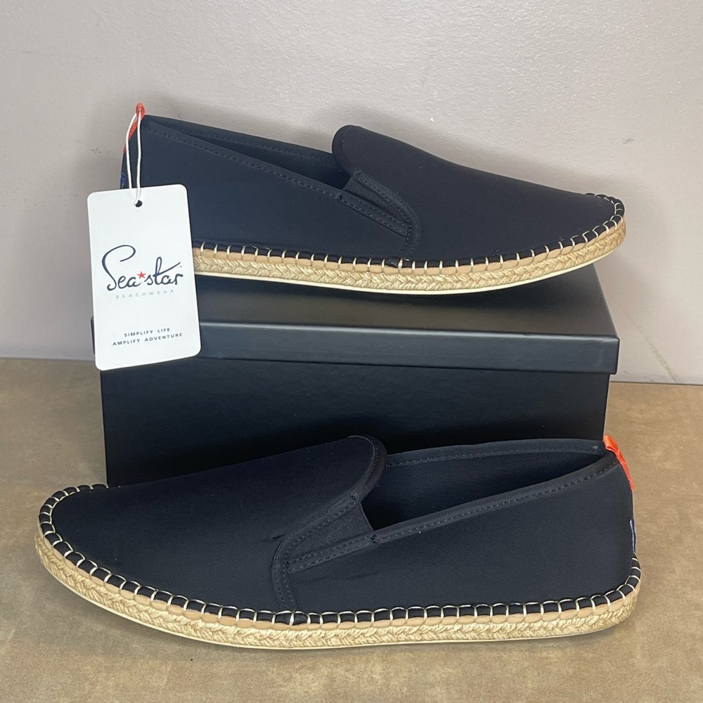 NEW SEA STAR BEACHWEAR BLACK MARINER SLIP ONS MENS SIZE 10 NWT